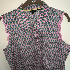 Talbots, sleeveless, pineapple shirt.